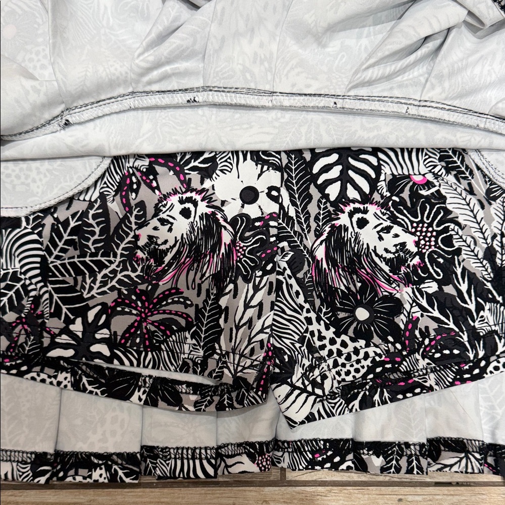 Black and White Safari Print UPF Skort with Pink Accents - Picture 2 of 5